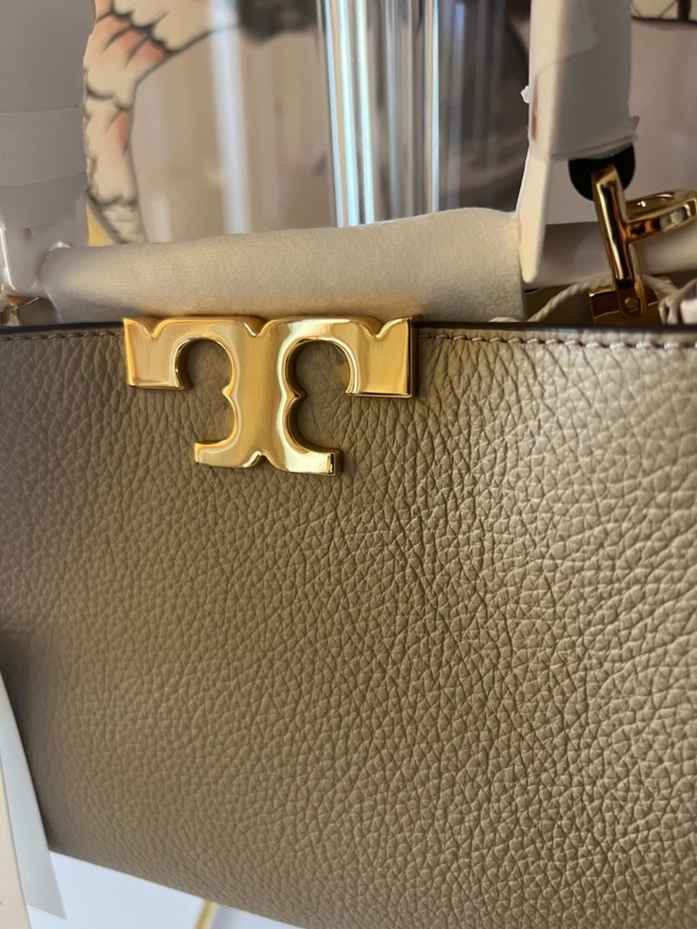 TORY BURCH Eleanor Soft Leather Mini Satchel - Light Stone - Picture 4 of 13